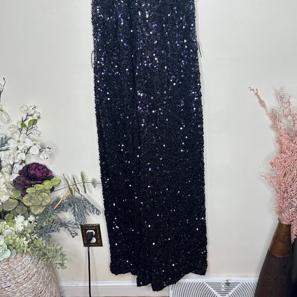 KAREN MILLEN Curve Sequined Wide Leg Jumpsuit Navy Blue Sz 18 NWT {172} - Picture 5 of 8